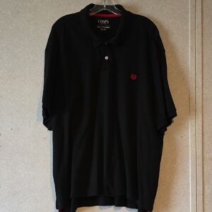 Chaps Classic Black Polo Shirt with Red Logo